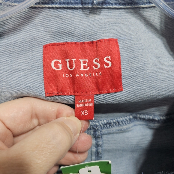 NWT GUESS Womens Blue Stretch Denim Romper Zip Front Belted Short Sleeve Size XS - Picture 5 of 11